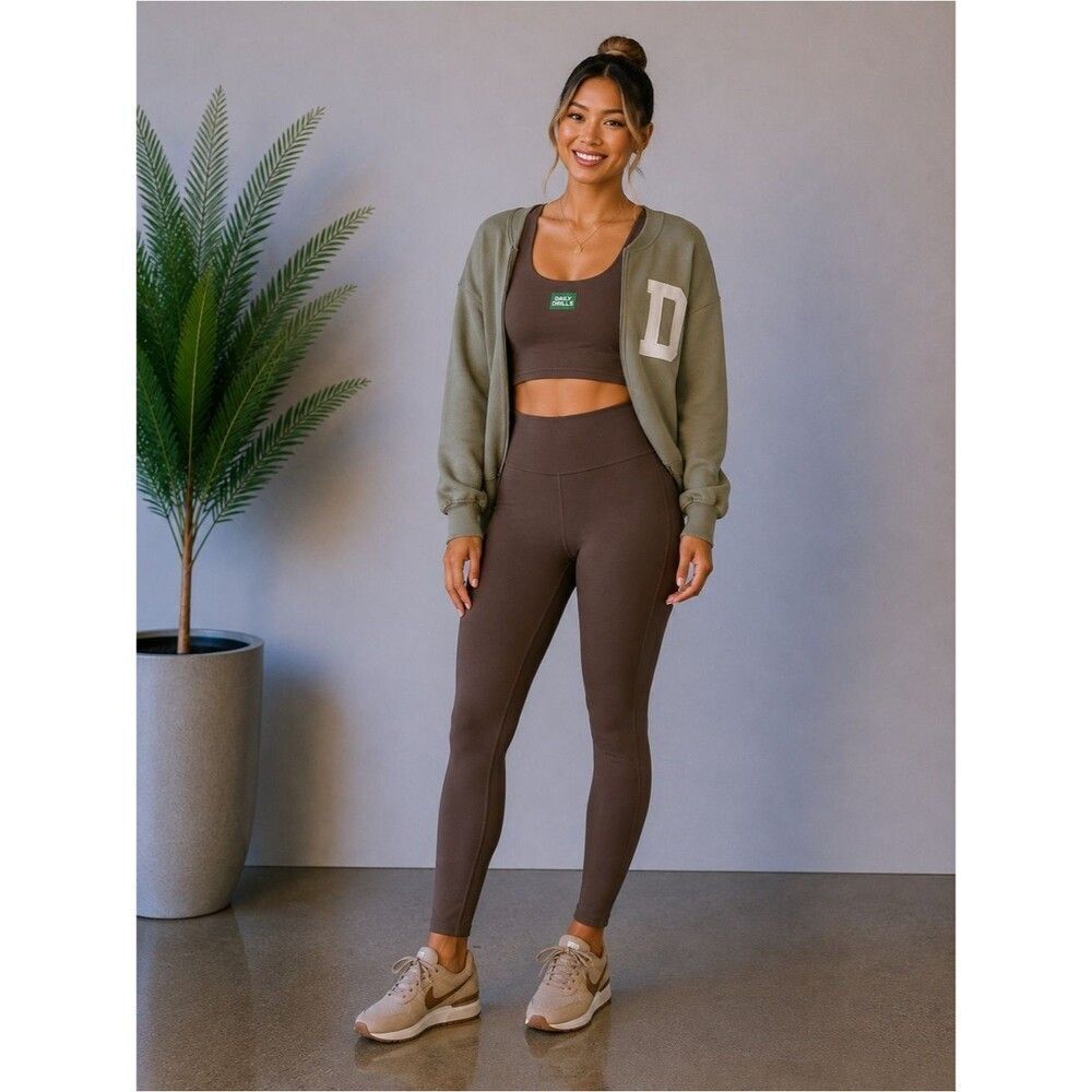 Daily Drills Brown Leggings and Bra Tank